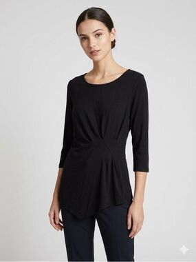 Relativity Black Twist-Detail 3/4 Sleeve Women's Top